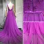 Chic / Belle Violet Robe De Soirée 2018 Princesse Perlage Perle Paillettes Appliques V-Cou Sans Manches Tribunal Train Robe De Ceremonie