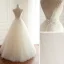 Chic / Belle Champagne Robe De Mariée 2018 Princesse Perlage Paillettes En Dentelle V-Cou Dos Nu Sans Manches Longue Mariage