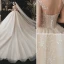 Luxury / Gorgeous Charming Champagne Wedding Dresses 2021 Ball Gown High Neck Beading Appliques Rhinestone Sequins Short Sleeve Backless Royal Train Wedding