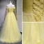 Schöne Gelb Ballkleider 2018 A Linie Pailletten Off Shoulder Rückenfreies Ärmellos Sweep / Pinsel Zug Festliche Kleider