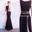 Elegante Schwarz Abendkleider 2018 Mermaid Pailletten Gespaltete Front Rundhalsausschnitt Ärmellos Lange Festliche Kleider