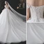 Mode Ivoire Robe De Mariée 2021 Robe Boule Encolure Dégagée Perlage Appliques En Dentelle Fleur Perle Paillettes Manches Courtes Dos Nu Royal Train Mariage