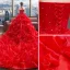 Luksus Rød Brudekjoler 2018 Ballkjole Beading Krystall Paljetter Kjæreste Uten Ermer Ryggløse Royal Train Bryllup
