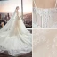 Modern / Fashion Champagne Wedding Dresses 2018 A-Line / Princess Lace Flower Star Spaghetti Straps Backless Sleeveless Cathedral Train Wedding