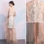 Sexy Champagne Evening Dresses  2018 A-Line / Princess Glitter Sequins Scoop Neck Strapless Sleeveless Floor-Length / Long Formal Dresses