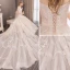 Modern / Fashion Champagne Wedding Dresses 2018 A-Line / Princess Appliques Lace Flower Pearl Sequins Bow Strapless Backless Sleeveless Cathedral Train Wedding