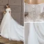 Elegant Ivory Wedding Dresses 2018 A-Line / Princess Lace Appliques Off-The-Shoulder Backless Sleeveless Cathedral Train Wedding