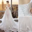 Moderne / Mode Haute Basse Blanche Robe De Mariée 2018 Princesse Appliques En Dentelle De l'épaule Dos Nu Sans Manches Tribunal Train Mariage