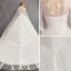 Charming White Wedding Dresses 2018 Ball Gown Lace Appliques Beading Crystal Pearl High Neck Sleeveless Backless Watteau Train Wedding