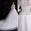 Schöne Weiß Brautkleider 2018 Ballkleid Schaltflächen Mit Spitze Pailletten Off Shoulder 3/4 Ärmel Kapelle-Schleppe Hochzeit