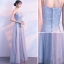 Elegant Grey Evening Dresses  2018 A-Line / Princess Glitter Tulle Spaghetti Straps Backless Sleeveless Floor-Length / Long Formal Dresses