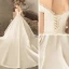 Elegant Ivory Wedding Dresses 2018 Ball Gown Buttons Off-The-Shoulder Backless Short Sleeve Cathedral Train Wedding