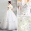 Amazing / Unique White Wedding Dresses 2018 Ball Gown Lace Appliques Rhinestone Off-The-Shoulder Backless Short Sleeve Floor-Length / Long Wedding