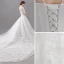 Affordable White Wedding Dresses 2018 Ball Gown Lace Flower High Neck Backless Short Sleeve Cathedral Train Wedding