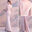 Sexy Pearl Rosa Abendkleider 2018 Meerjungfrau Perlenstickerei Strass Gespaltete Front V-Ausschnitt Rückenfreies Ärmellos Lange Festliche Kleider