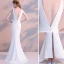 Modest / Simple Ivory Evening Dresses  2018 Trumpet / Mermaid V-Neck Backless Sleeveless Floor-Length / Long Formal Dresses