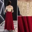 Modern / Fashion Burgundy Evening Dresses  2018 A-Line / Princess Tassel Sequins Off-The-Shoulder Backless Short Sleeve Ankle Length Formal Dresses