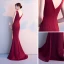 Chic / Beautiful Burgundy Evening Dresses  2018 Trumpet / Mermaid Split Front V-Neck Backless Sleeveless Floor-Length / Long Formal Dresses