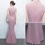 Chic / Belle Rose Bonbon Robe De Soirée 2018 Trompette / Sirène Cristal Paillettes Col Haut Sans Manches Longue Robe De Ceremonie