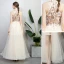 Modern / Fashion Champagne Evening Dresses  2018 A-Line / Princess Sequins Scoop Neck Strapless Sleeveless Ankle Length Formal Dresses