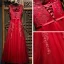Chic / Beautiful Red Formal Dresses Evening Dresses  2017 Lace Flower Scoop Neck Sleeveless Ankle Length A-Line / Princess