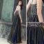 Modern / Fashion Black Evening Dresses  2018 A-Line / Princess Beading Sequins Spaghetti Straps Backless Sleeveless Floor-Length / Long Formal Dresses