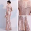 Sparkly Champagne Evening Dresses  2018 Trumpet / Mermaid Sequins Rhinestone Scoop Neck 1/2 Sleeves Floor-Length / Long Formal Dresses