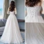 Élégant Champagne Robe De Mariée 2018 Princesse Perlage En Dentelle Fleur Paillettes Bretelles Spaghetti Dos Nu Sans Manches Longue Mariage