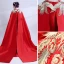 Unusual Red With Shawl Evening Dresses  2018 A-Line / Princess Embroidered V-Neck Sleeveless Court Train Formal Dresses