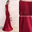 Chic / Belle Bordeaux Robe De Soirée 2018 Trompette / Sirène En Dentelle Appliques Cristal Faux Diamant Encolure Dégagée Train De Balayage Sans Manches Robe De Ceremonie
