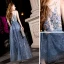 Scintillantes Océan Bleu Robe De Soirée 2018 Princesse Appliques En Dentelle Fleur Perlage Perle Paillettes Ceinture Encolure Dégagée Dos Nu Sans Manches Longue Robe De Ceremonie