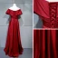 Modest / Simple Burgundy Evening Dresses  2018 A-Line / Princess Buttons Bow Off-The-Shoulder Backless Short Sleeve Floor-Length / Long Formal Dresses