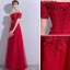 Élégant Bordeaux Robe De Soirée 2018 Princesse En Dentelle Fleur Appliques Cristal Dos Nu De l'épaule Manches Courtes Longue Robe De Ceremonie