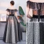 Modern / Fashion Black Prom Dresses 2018 A-Line / Princess Spotted Off-The-Shoulder Backless Short Sleeve Floor-Length / Long Formal Dresses