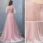 Simple Rose Bonbon Robe De Soirée 2018 Princesse Perlage Paillettes Encolure Dégagée Sans Manches Train De Balayage Robe De Ceremonie