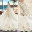Luxe Champagne Robe De Mariée 2018 Princesse Appliques En Dentelle Perle De l'épaule Dos Nu Manches Courtes Royal Train