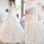 Charmant Champagne Robe De Mariée 2019 Princesse Perlage Cristal Perle Paillettes Bustier Dos Nu Sans Manches Longue
