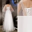 Modern / Fashion Ivory Evening Dresses  2019 A-Line / Princess Rhinestone Sash Glitter V-Neck Backless 1/2 Sleeves Floor-Length / Long Formal Dresses