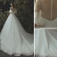 Elegant Ivory Wedding Dresses 2019 A-Line / Princess Lace Pearl Scoop Neck 1/2 Sleeves Cathedral Train