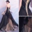 Eleganckie Czarne Sukienki Wieczorowe 2019 Princessa Z Koronki Frezowanie Kryształ Cekiny Bez Ramiączek Bez Rękawów Bez Pleców Trenem Sąd Sukienki Wizytowe
