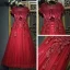 Chic / Belle Rouge Robe De Ceremonie Robe De Soirée 2017 Dentelle Fleur Perle Encolure Dégagée Manches Courtes Courte Princesse