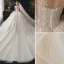 Fantastisk Champagne Bröllopsklänningar 2021 Balklänning Urringning Beading Paljetter Appliqués Korta ärm Halterneck Royal Train Bröllop