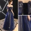 Moderne / Mode Bleu Roi Robe De Soirée 2019 Princesse Perlage Glitter Paillettes De l'épaule Dos Nu Manches Courtes Longue Robe De Ceremonie