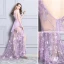 Sexy Lila Cocktailkleider 2019 Durchsichtige Spitze Strass V-Ausschnitt Ärmellos Rückenfreies Sweep / Pinsel Zug Festliche Kleider