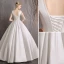 Modest / Simple Ivory Wedding Dresses 2019 Ball Gown Scoop Neck Short Sleeve Backless Floor-Length / Long