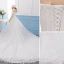Élégant Ivoire Robe De Mariée 2019 Princesse En Dentelle Fleur Cristal Paillettes De l'épaule Manches Courtes Dos Nu Cathedral Train