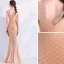 Scintillantes Champagne Robe De Soirée 2019 Trompette / Sirène Cristal Paillettes V-Cou Sans Manches Dos Nu Longue Robe De Ceremonie
