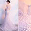 Chic / Belle Lavande Robe De Soirée 2019 Trompette / Sirène Appliques En Dentelle Paillettes Encolure Dégagée Sans Manches Tribunal Train Soirée Robe De Ceremonie