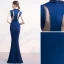 Chic / Belle Bleu Marine Robe De Soirée 2019 Trompette / Sirène Perlage Encolure Dégagée Sans Manches Longue Robe De Ceremonie