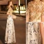 Elegante Gold Abendkleider 2019 A Linie Rundhalsausschnitt Perlenstickerei Pailletten Quaste Kurze Ärmel Gespaltete Front Drucken Lange Festliche Kleider